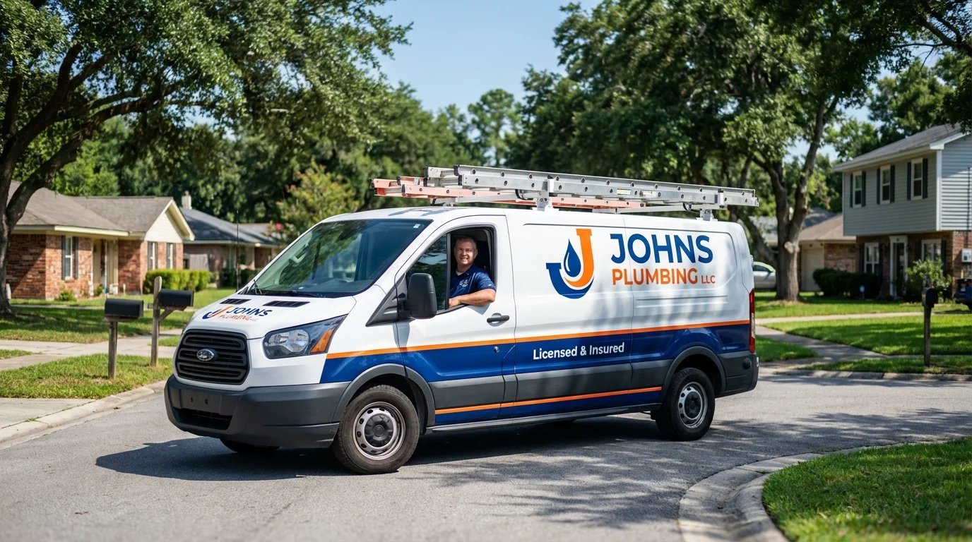 Johns Plumbing LLC service van in Carlsbad, NM