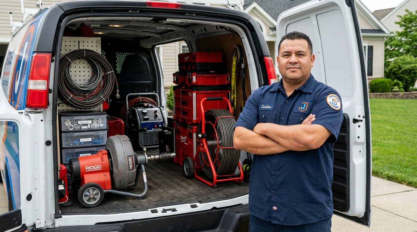 Professional drain cleaning equipment and Johns Plumbing LLC plumber in Carlsbad