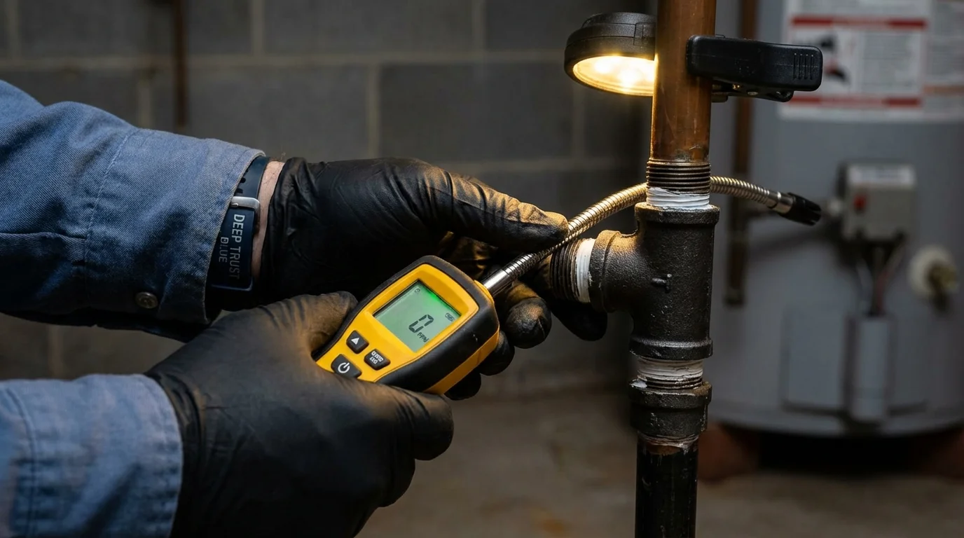 Gas leak detection with electronic sniffer by Johns Plumbing LLC in Carlsbad