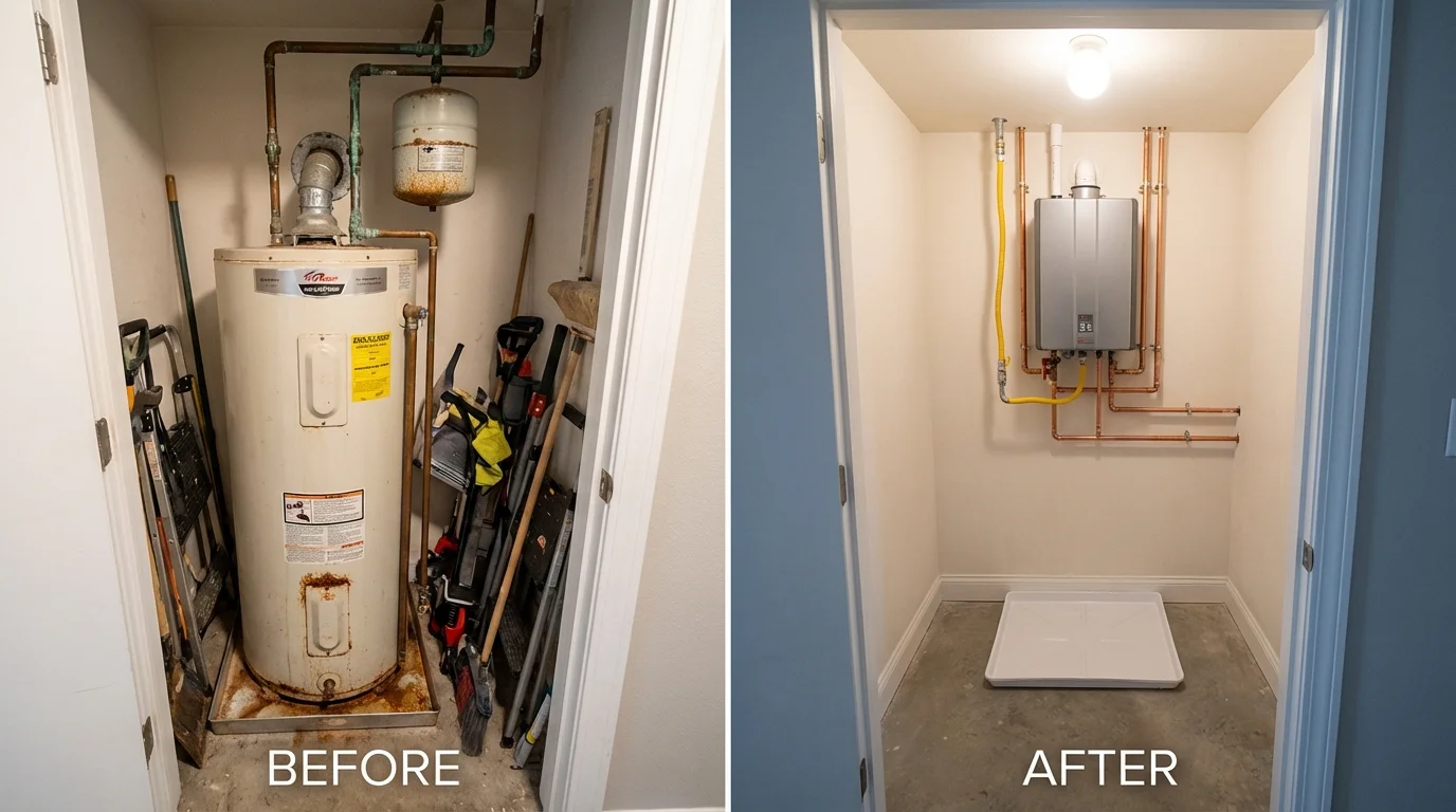 Tank water heater versus wall-mounted tankless unit comparison for Carlsbad, NM homeowners