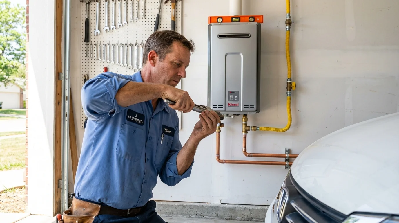 Tankless water heater installation by a Johns Plumbing LLC plumber in Carlsbad
